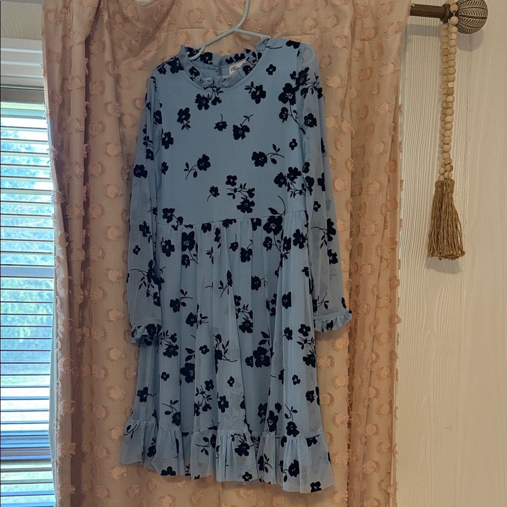 Rare Editions Blue Floral Kids Dress